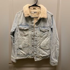 Women’s Topshop Moto Sherpa Lined Denim Jacket